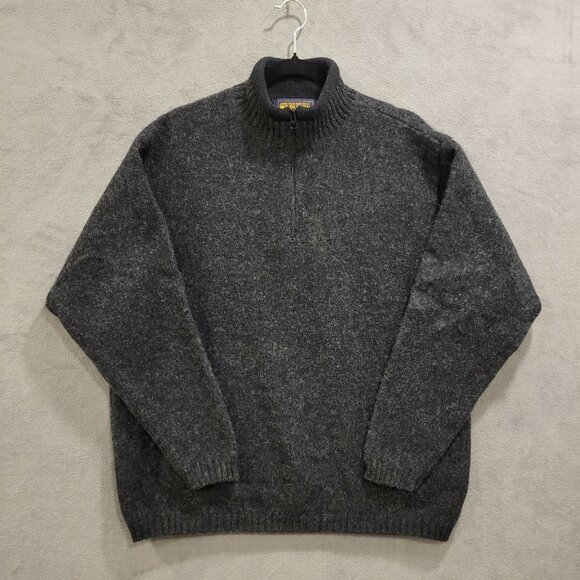 Woolrich Quarter Zip Sweater Mens Size Large 100% Shetland Wool Pullover Warm - Picture 1 of 6